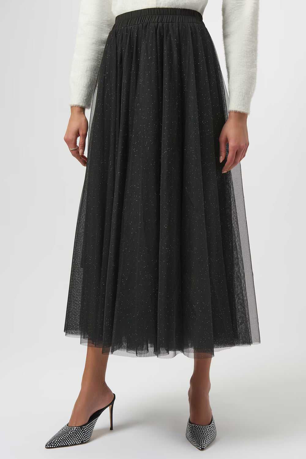 Womens Joseph Ribkoff Sparkly Tulle Evening Skirt in Black