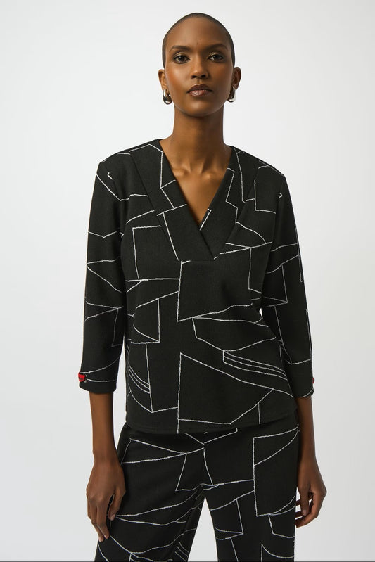 Womens Joseph Ribkoff Jewel Embellished Pullover in Black/Off White