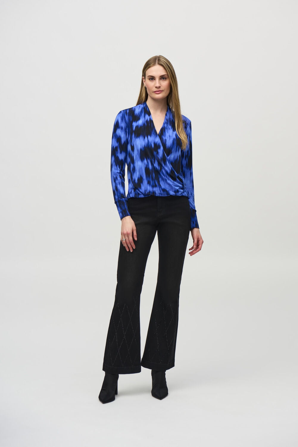 Womens Joseph Ribkoff V-Neck Wrap Pullover in Royal Sapphire