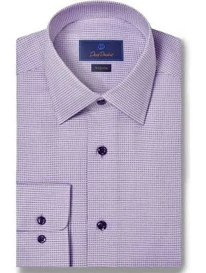 David Donahue Regular Fit Micro Dobby Dress Shirt in Lilac