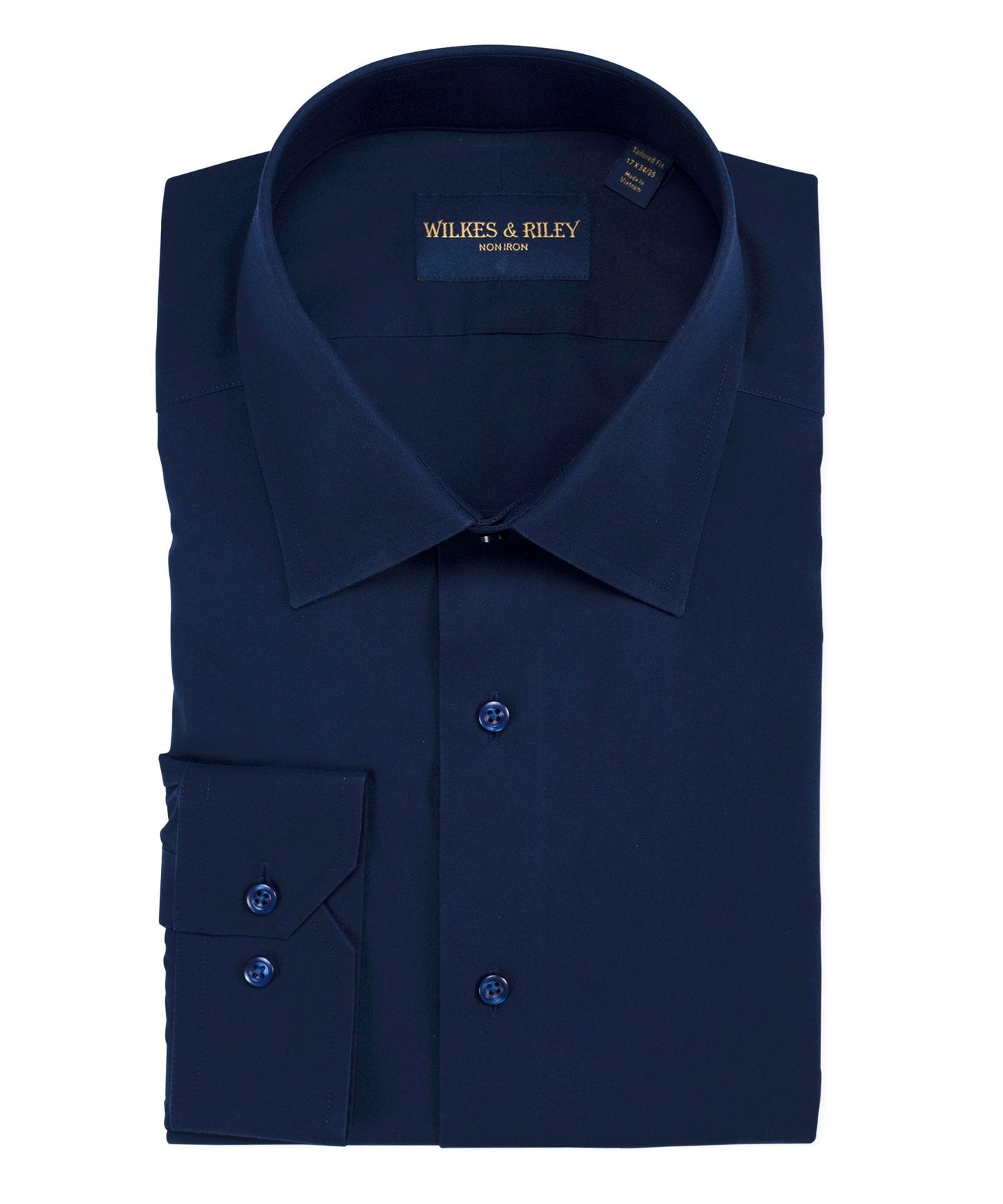 Wilkes & Riley Poplin Spread Collar Dress Shirt in Navy-Big & Tall Sizes