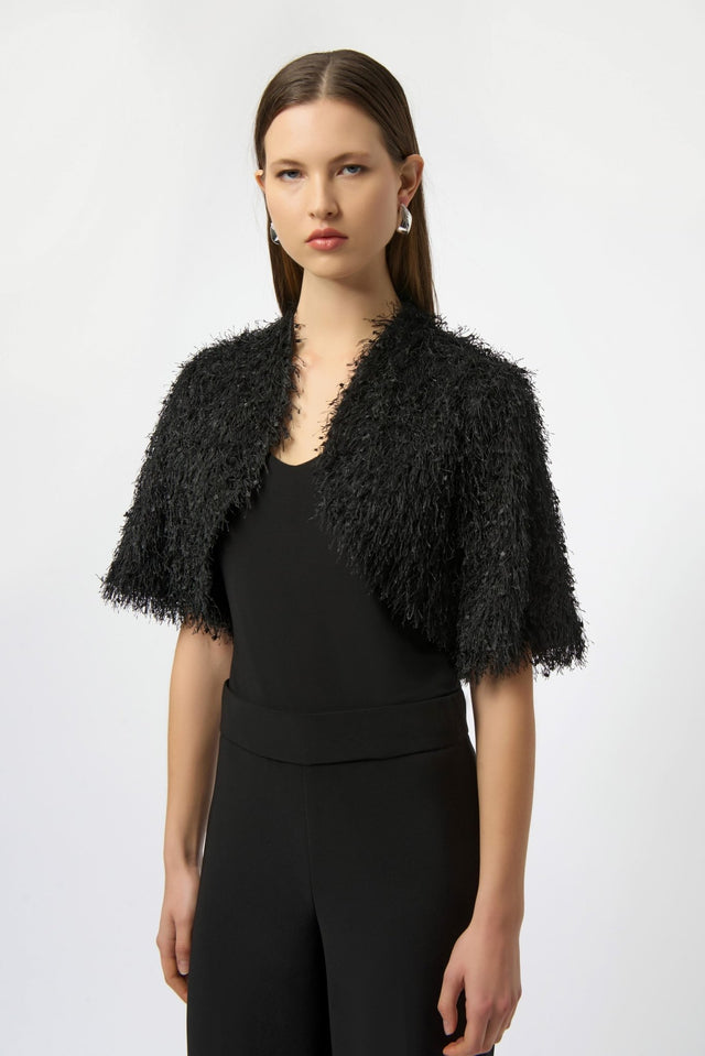 Womens Joseph Ribkoff Fringe Formal Bolero in Black