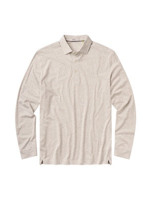 TASC Mens Westport Long Sleeve Polo in Oatmeal