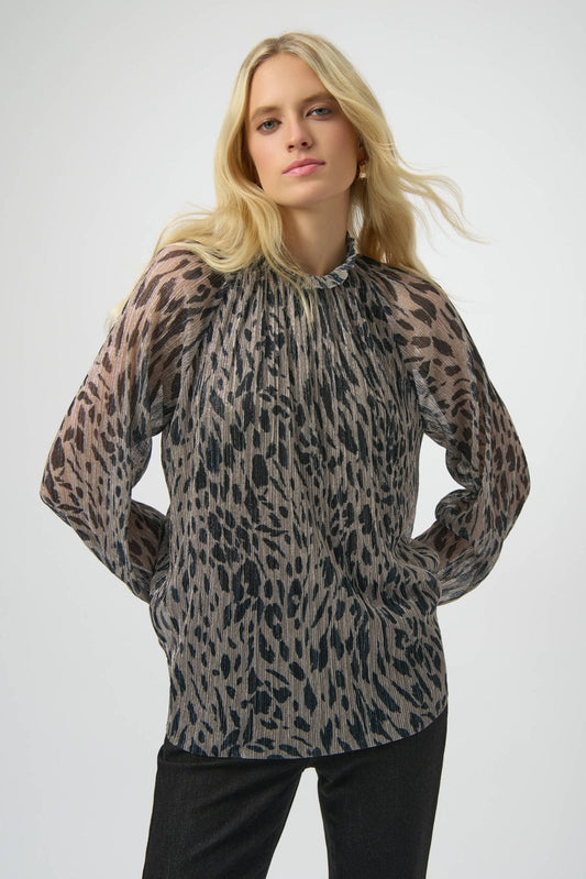 Womens Joseph Ribkoff Animal Print Pullover in Beige/Black