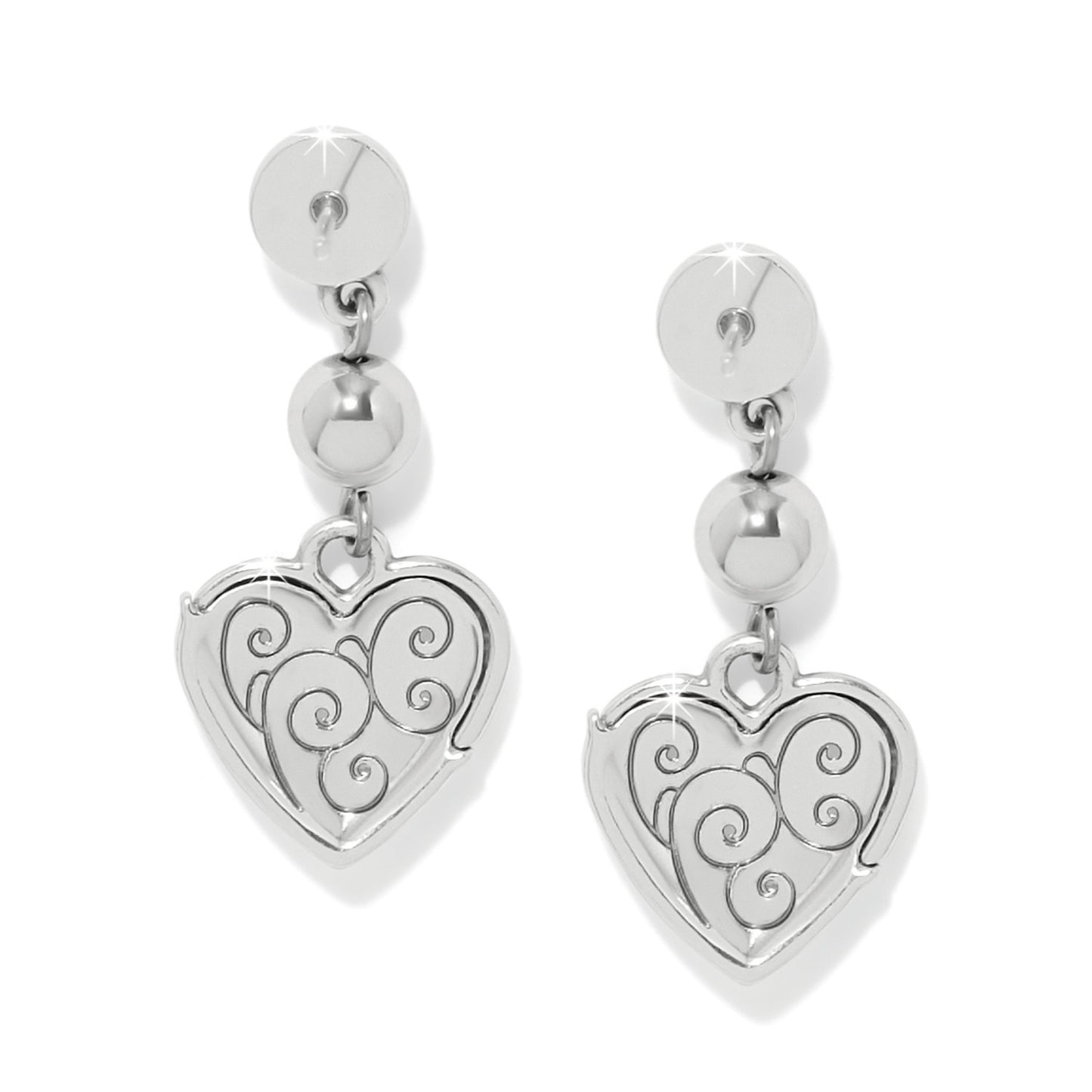 Womens Brighton Meridian Petite Heart Wave Post Earrings in Silver