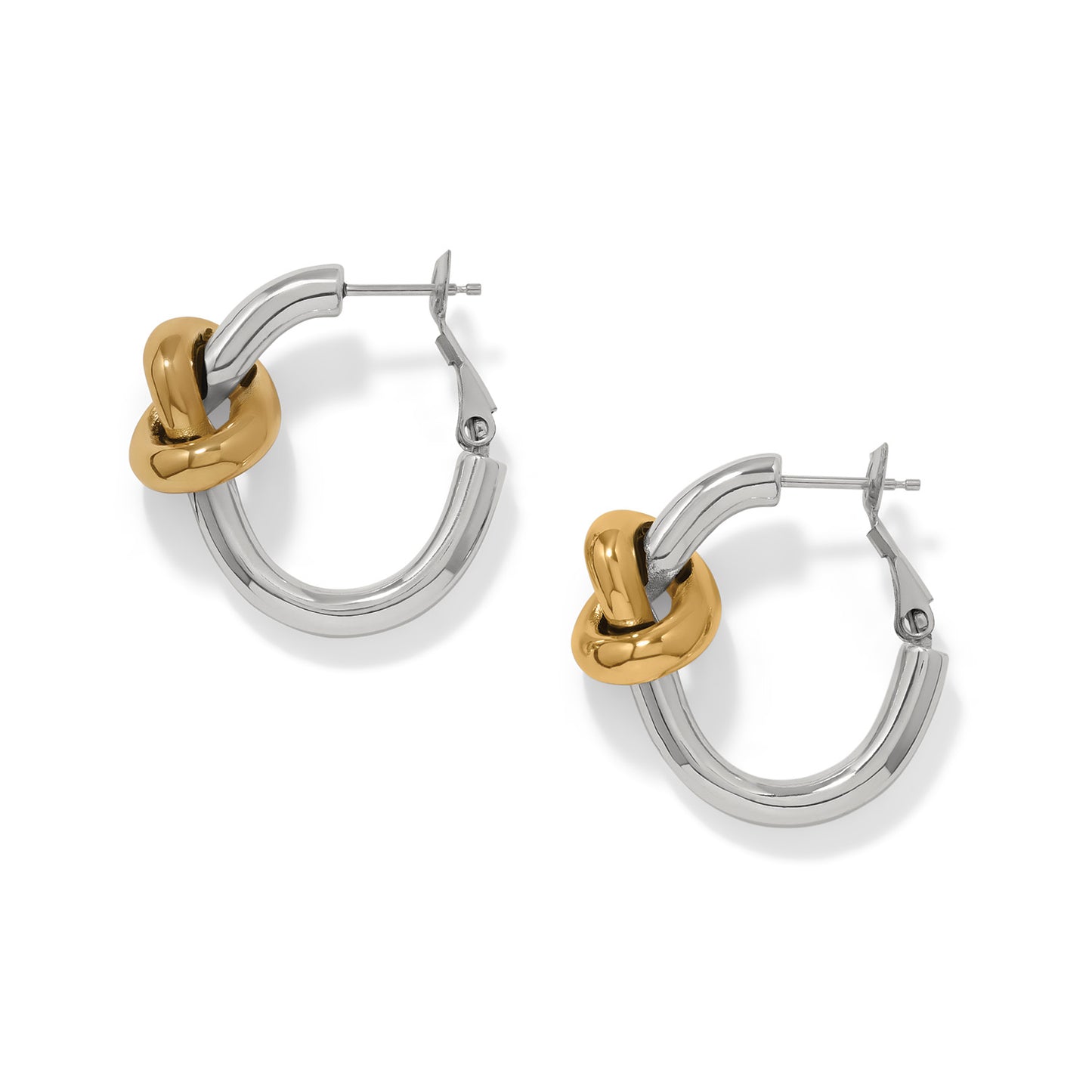 Womens Brighton Two-Tone Interlok Single Knot Hoop Earrings