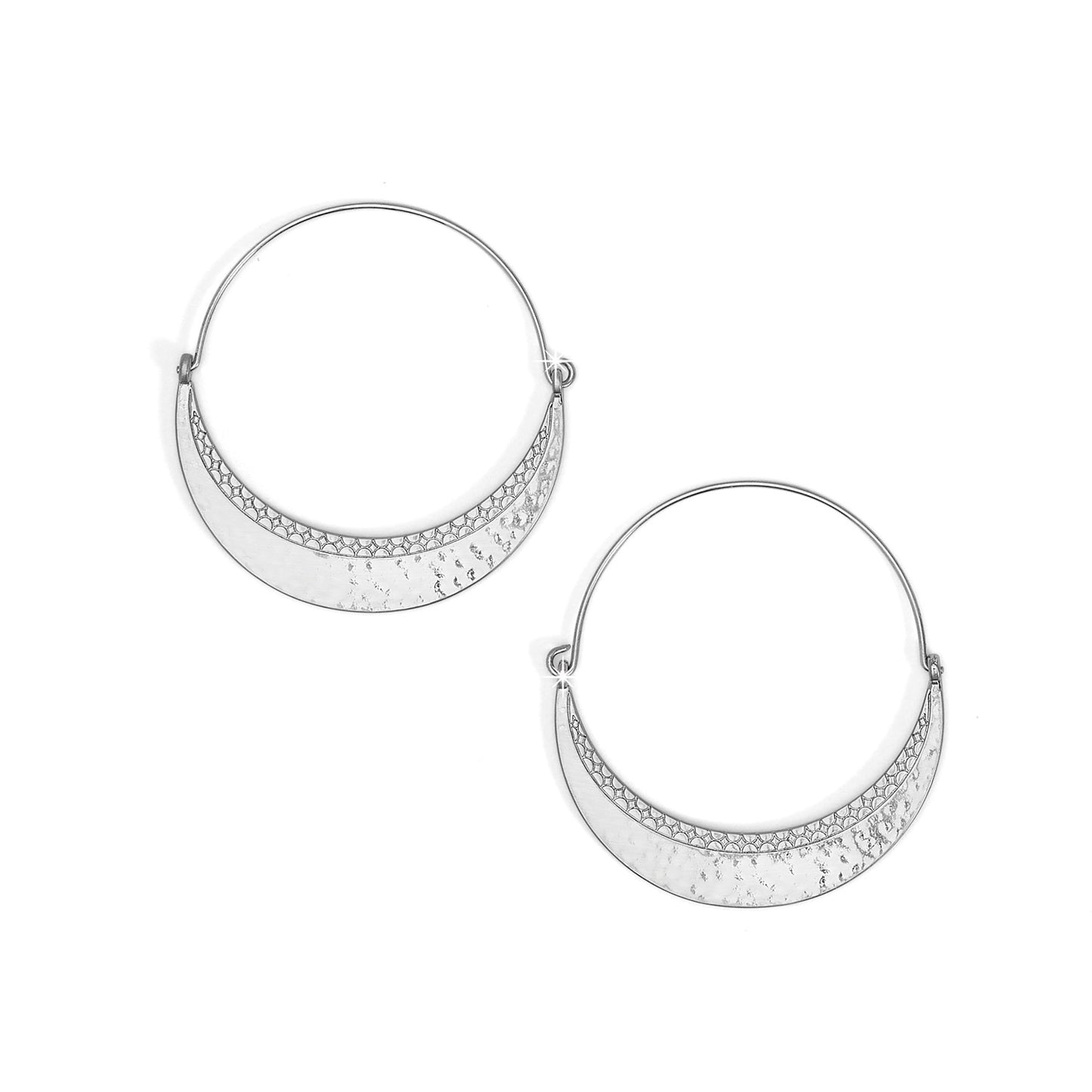 Womens Brighton Palm Canyon Large Hoop Earrings in Silver