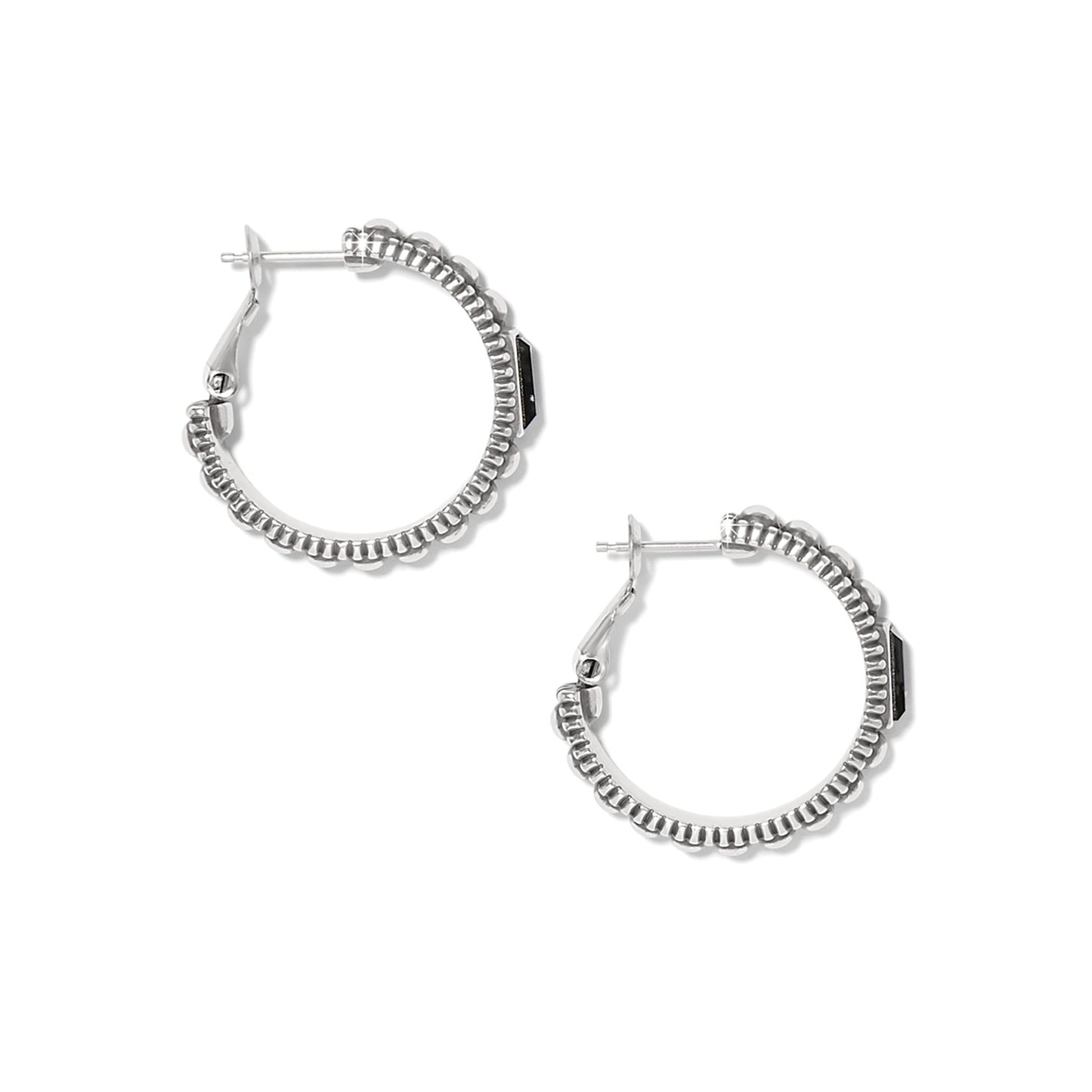 Womens Brighton Pretty Tough Gem Hoop Earrings in Silver-Black