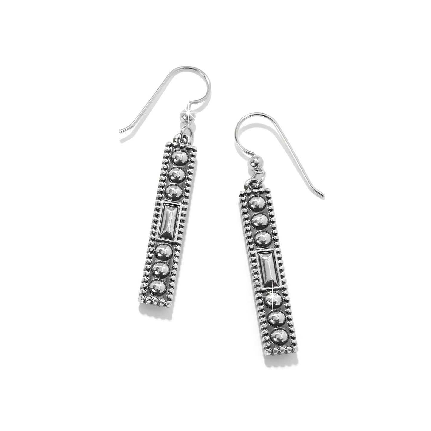 Womens Brighton Pretty Tough Gem French Wire Earrings in Silver-Black