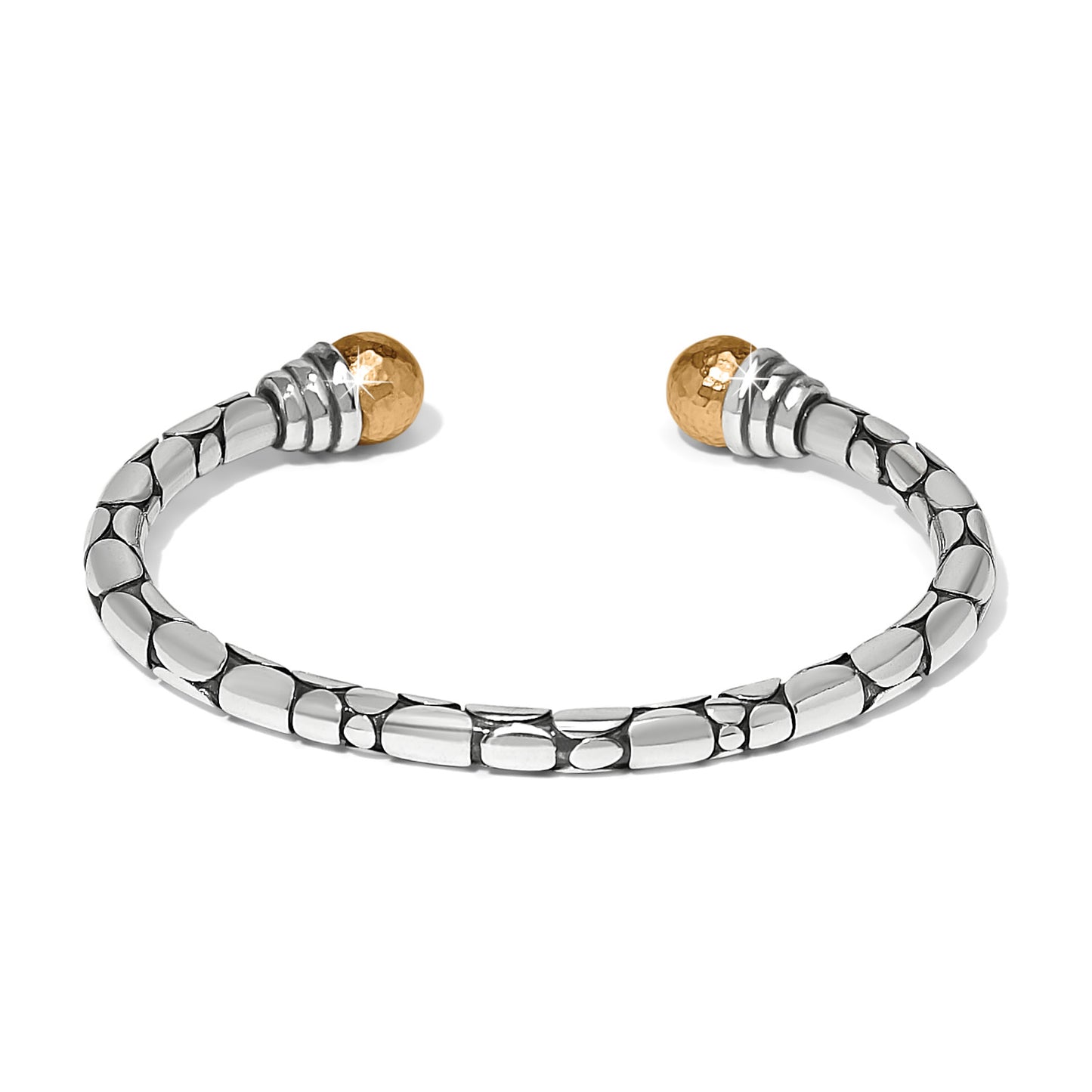 Womens Brighton Pebble Link Two Tone Open Flex Cuff Bracelet