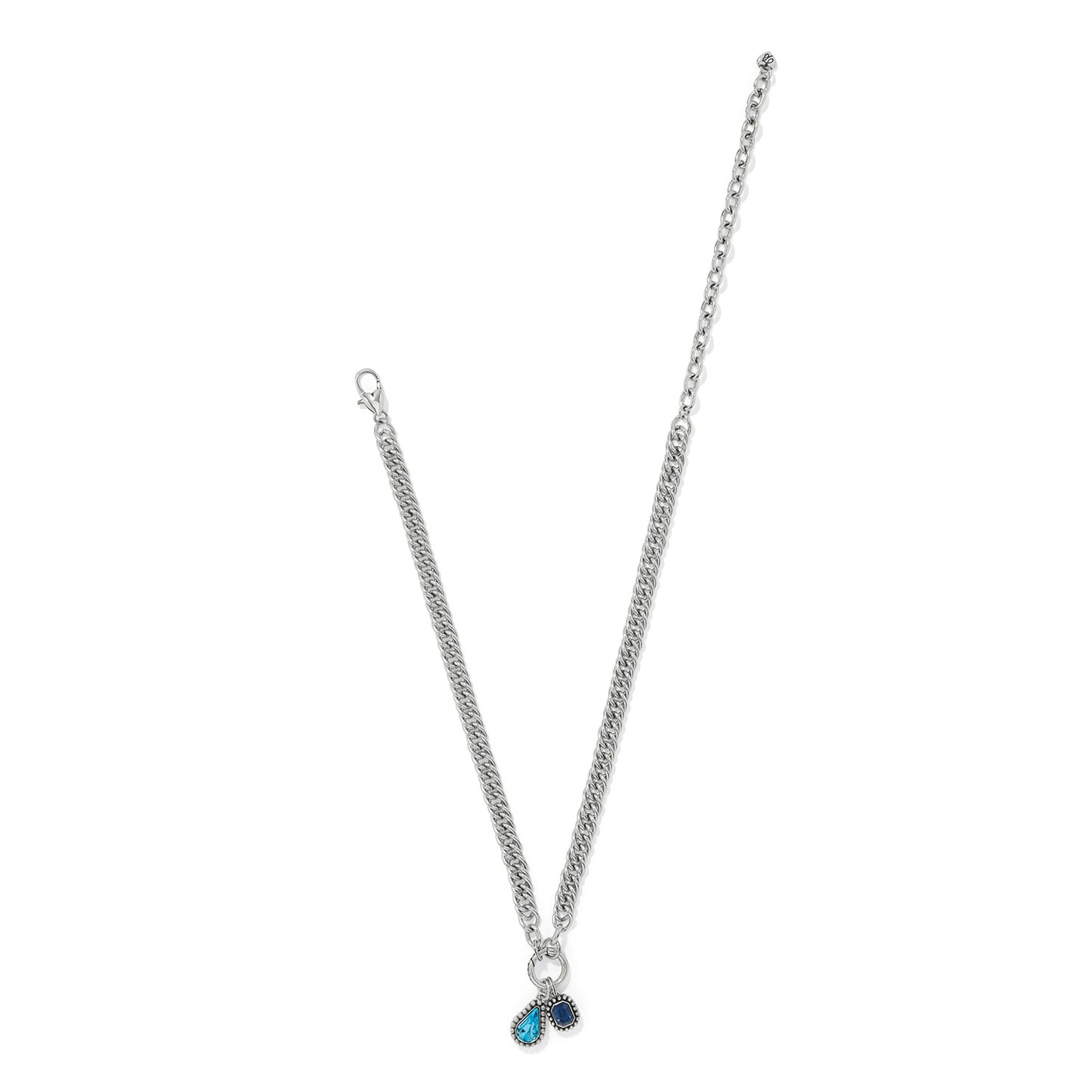 Womens Brighton Twinkle Luxe Charm Link Necklace in Silver/Blue