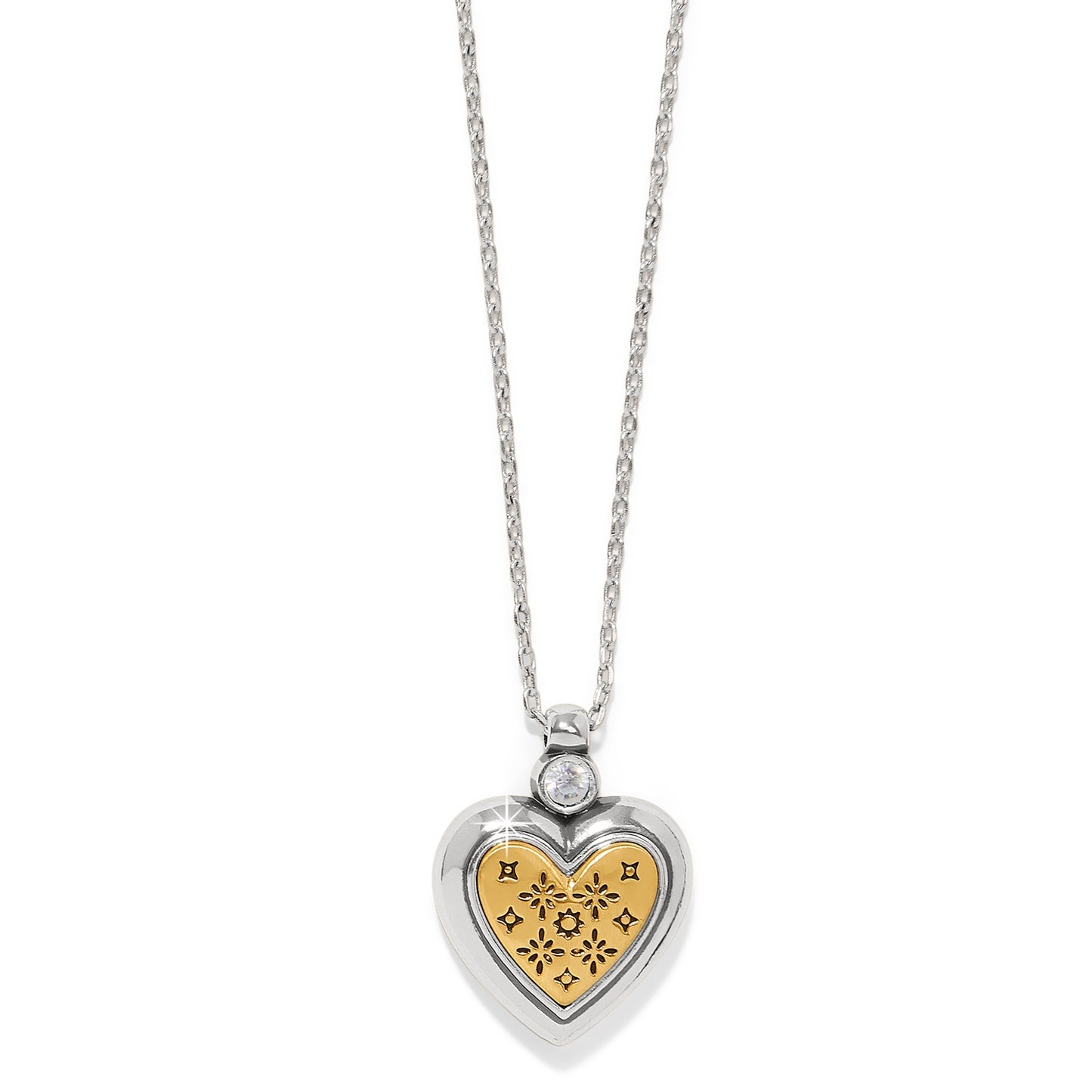 Womens Brighton Mosaic Heart Two Tone Petite Necklace