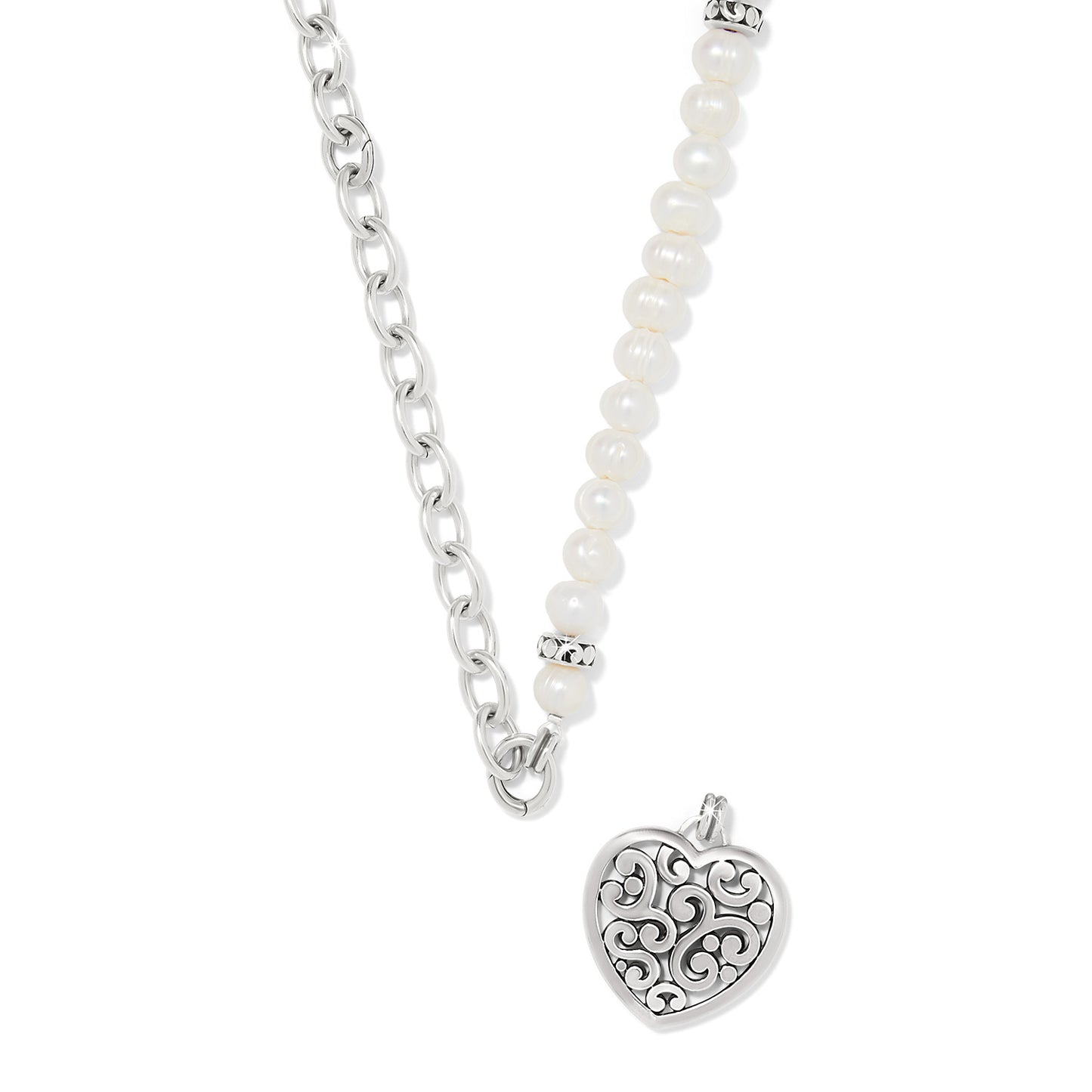 Womens Brighton Contempo Heart Pearl Charm Necklace