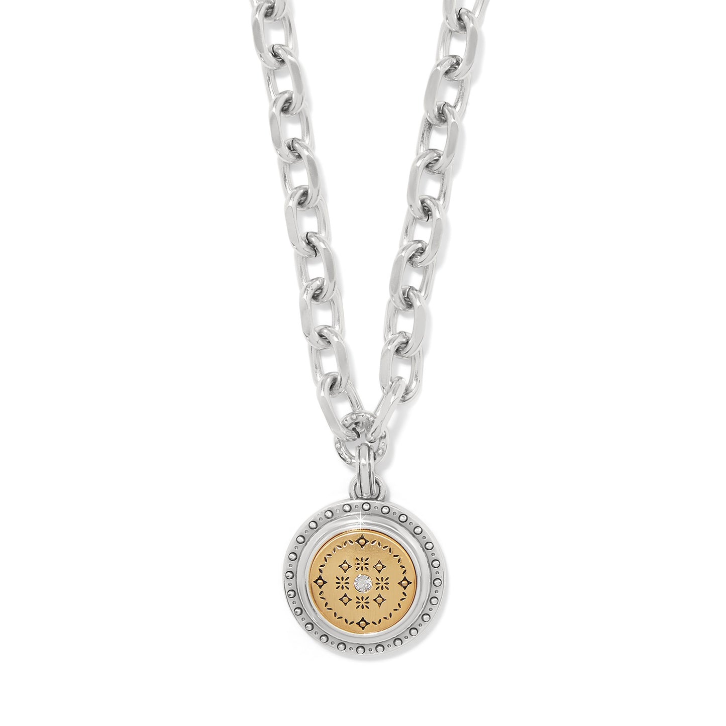 Womens Brighton Mosaic Round Two Tone Pendant Necklace
