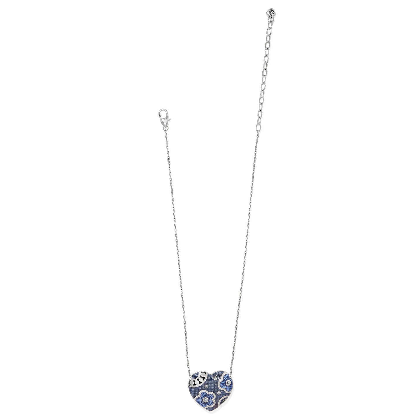 Womens Brighton Flora Heart Reversible Necklace in Blue