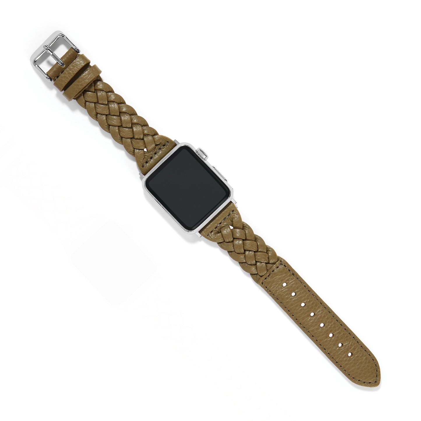Womens Brighton Sutton Braided Leather Watch Band in Olive