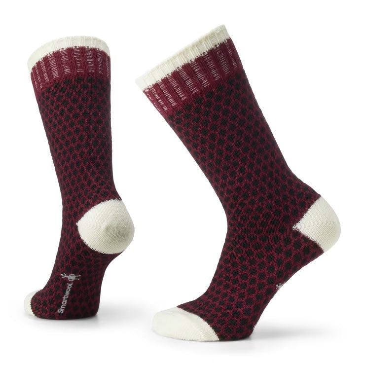 Smartwool Mens Everyday Popcorn Polka Dot Crew Socks in Tibetan Red