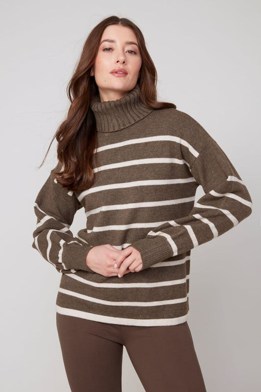 Womens Renuar Knit Long Sleeve Turtleneck in Chocolate
