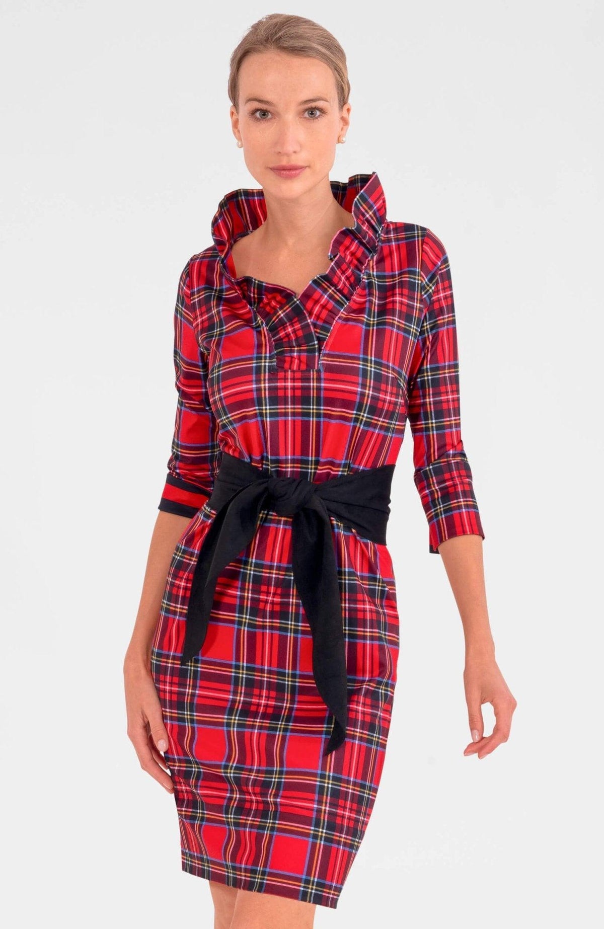 Womens Gretchen Scott Ruffneck Dress in Duke of York Plaid