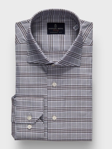 Emanuel Berg Modern Fit Plaid Natural Stretch Yoga Twill Dress Shirt in Light Pastel Brown at Nordstrom, Size 42 Emanuel Berg Modern Fit Plaid Natural Stretch Yoga Twill Dress Shirt in Light Pastel Brown at Nordstrom, Size 42