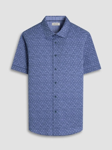 Bugatchi Myron Double Sides Abstract & Plaid OoohCotton® Short-Sleeve Sport Shirt in Lilac