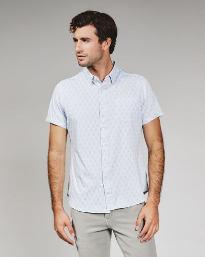 7 Diamonds Mens Holden Short Sleeve Sport Shirt in Light Blue