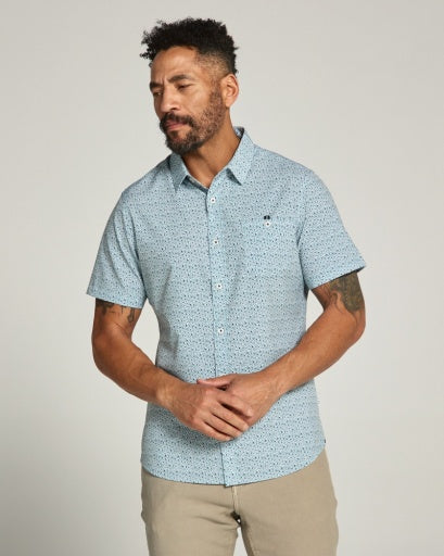 7 Diamonds Mens Leandro Short Sleeve Sportshirt in Seafoam