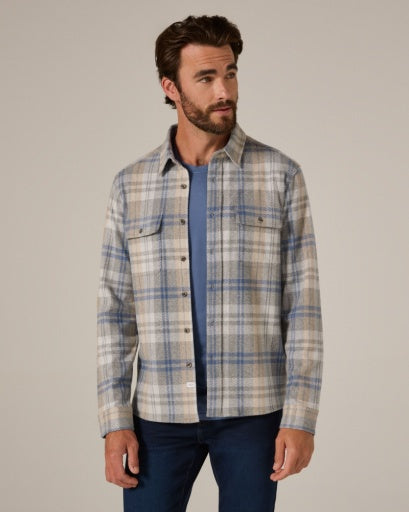 7 Diamonds Generation Stretch Flannel Shirt in Light Grey