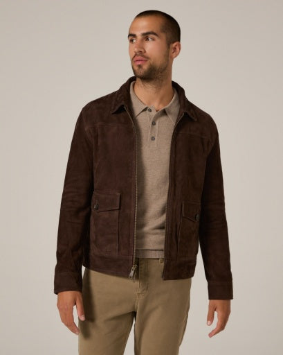 7 Diamonds Flight Leather Jacket in Brown