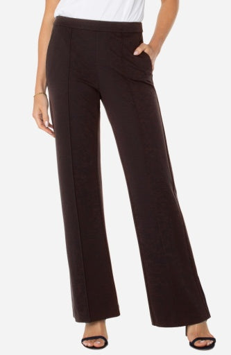 Womens Liverpool Wide Leg Pull on Trouser in Brown Truffle