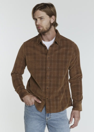 7 Diamonds Mens Pierce Brushed Corduroy Sportshirt in Sandstone