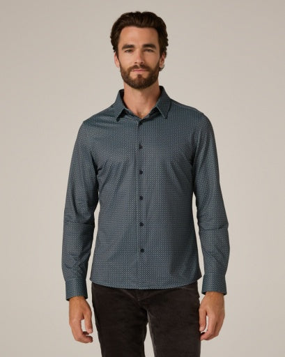 7 Diamonds Mens Warren Long Sleeve Sportshirt in Olive