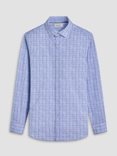 Bugatchi James Plaid Print OoohCotton Sport Shirt in Air Blue