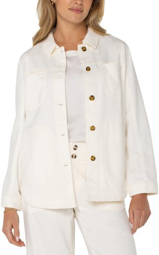 Womens Liverpool Shirt Jacket in Whipped Cream
