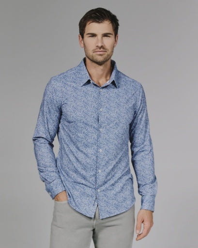 7 Diamonds Prague Long Sleeve Sport Shirt in Blue