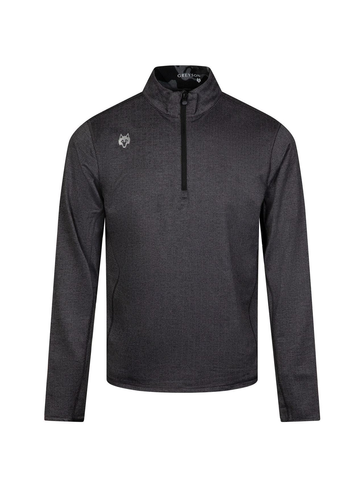 Greyson Herringbone Tate Quarter Zip in Black Heather