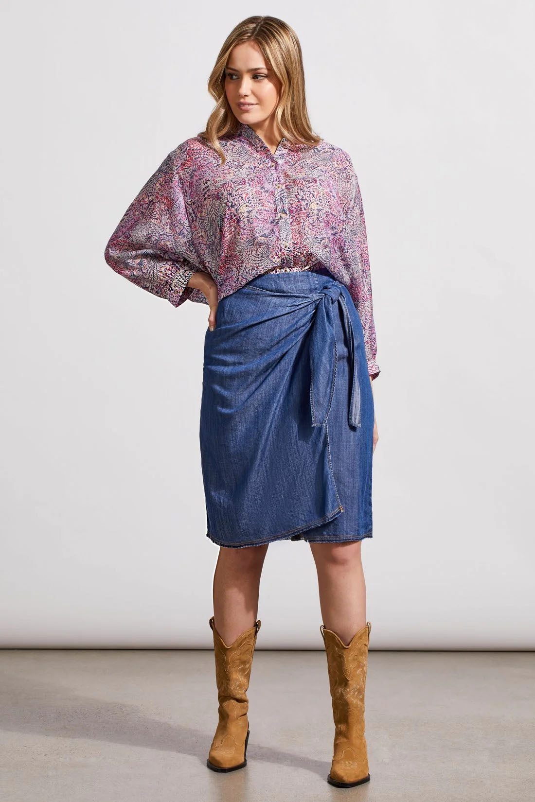 Womens Tribal Flowy Midi Wrap Skirt in Dark Chambray – Hornor & Harrison