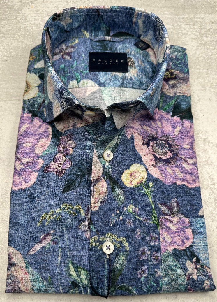 Calder Caramel Luxury Printed Sport Shirt in Lilac