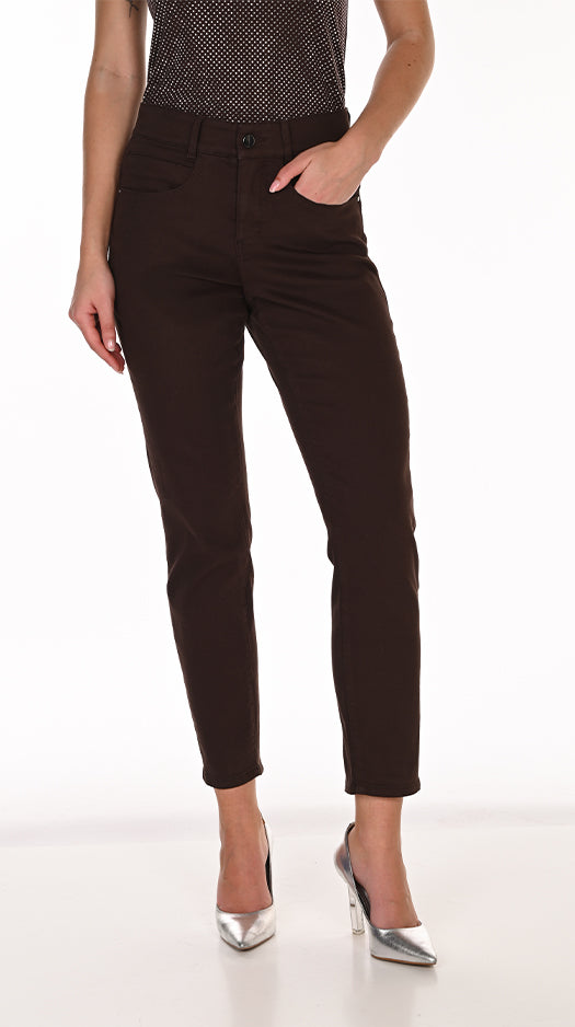 Womens Frank Lyman Slim High Waisted Jeans in Brown