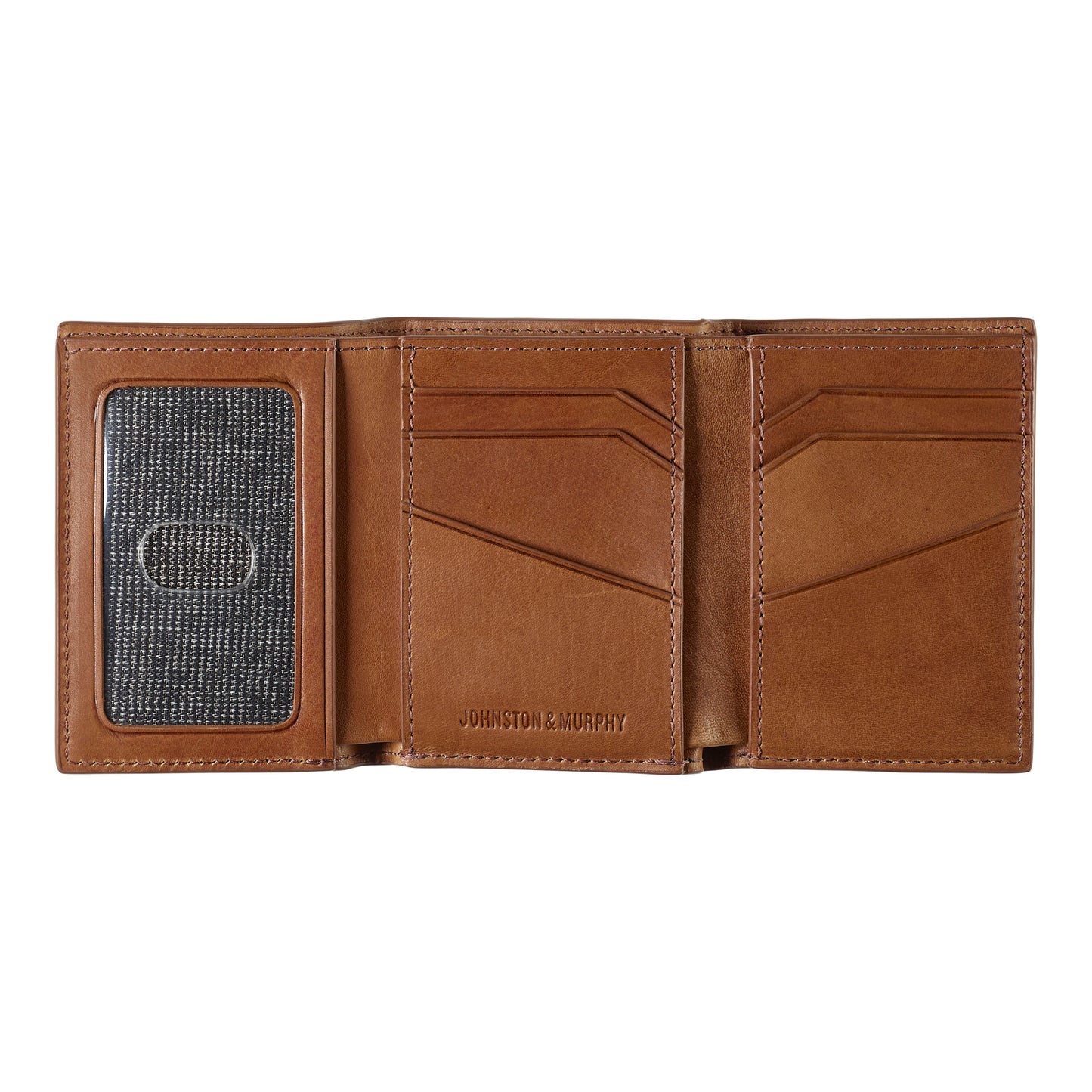 Johnston & Murphy Rhodes Trifold Wallet in Tan Full Grain Leather
