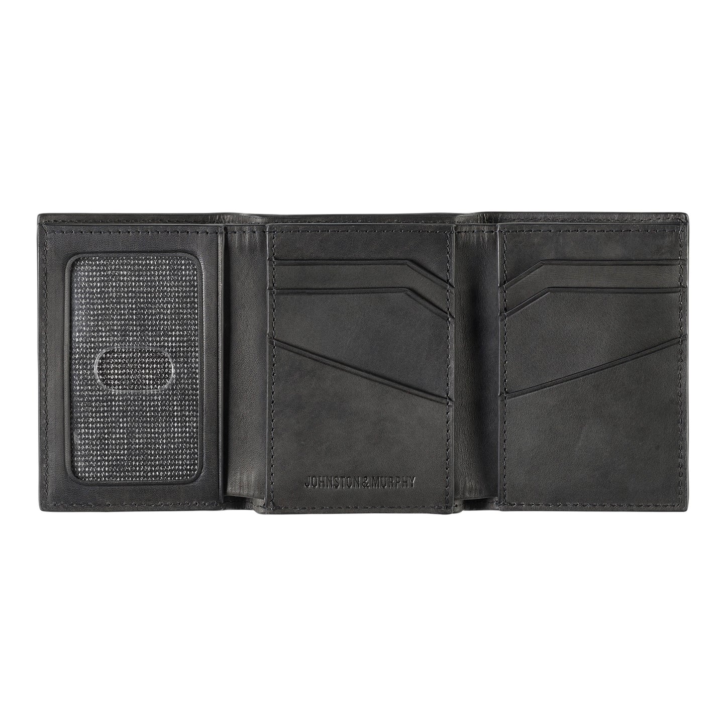 Johnston & Murphy Rhodes Trifold Wallet in Black Full Grain Leather