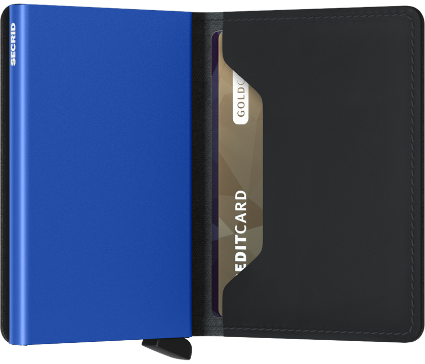 Secrid Slim Wallet in Matte Black/Blue
