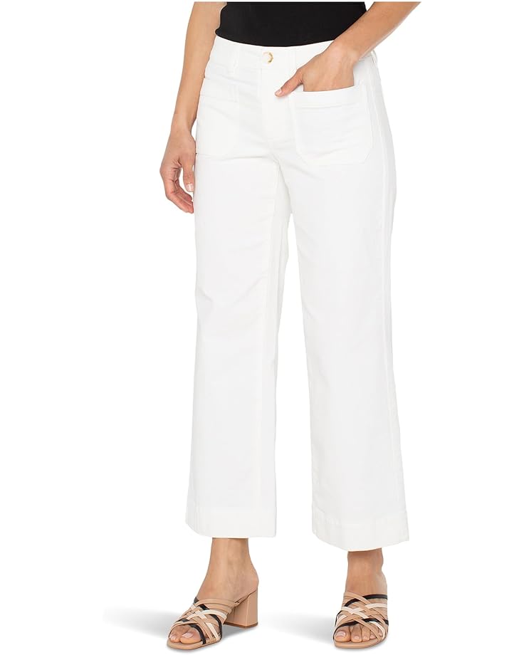 Womens Liverpool Corduroy Crop Wide Leg Pant in Vintage White