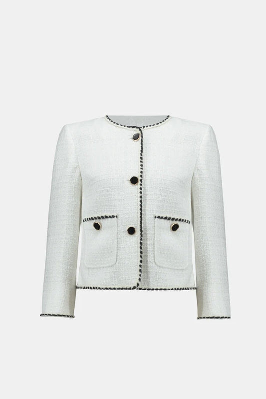Womens Joseph Ribkoff Boucle Jacket in Winter White/Black