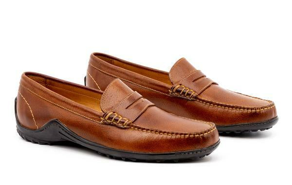 Martin Dingman Bill Water Buffalo Leather Penny Loafer in Burnt Cedar