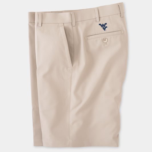 WVU Peter Millar Salem High Drape Performance Short in Khaki