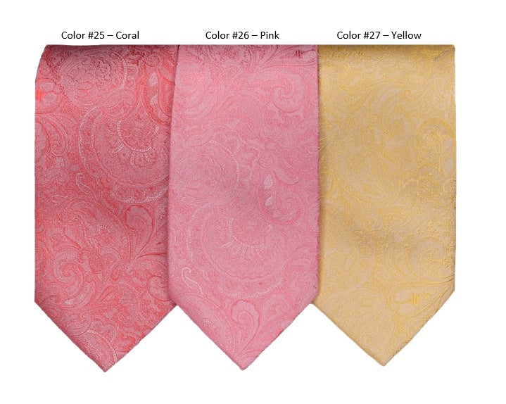 Jon Randall Tonal Paisley Silk Wedding Tie in Coral-Regular Length