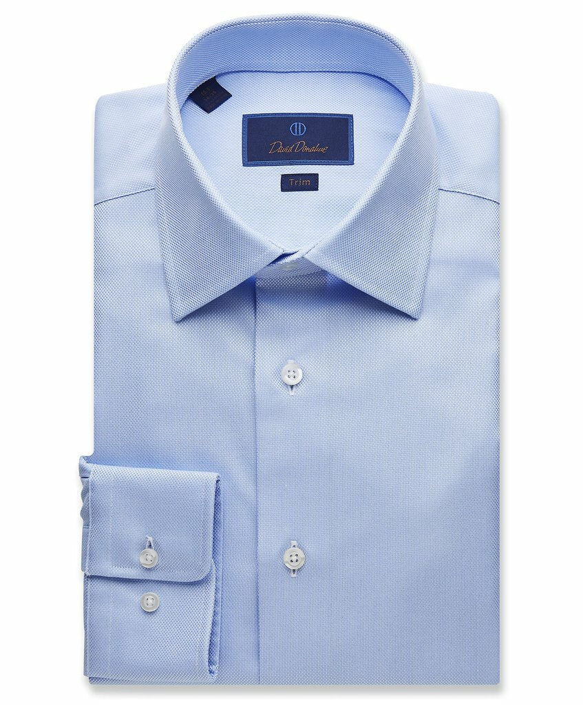 David Donahue Royal Oxford Trim Fit Dress Shirt in Sky
