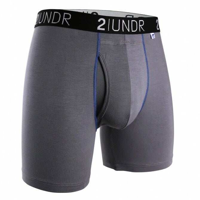 2 UNDR Swing Shift 6" Boxer Brief in Grey/Blue