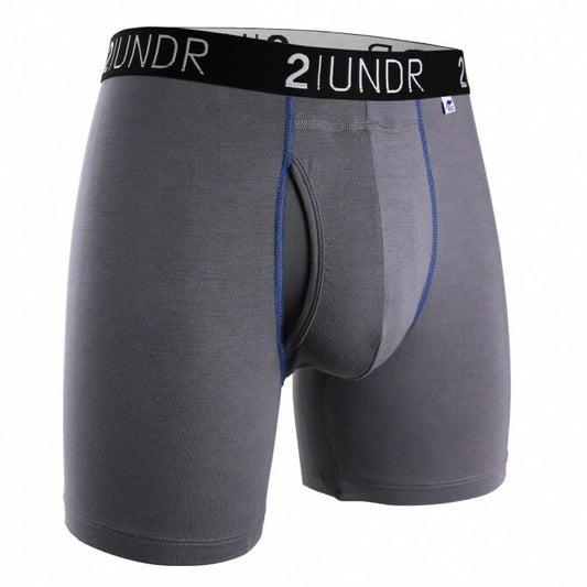 2 UNDR Swing Shift 6" Boxer Brief in Grey/Blue